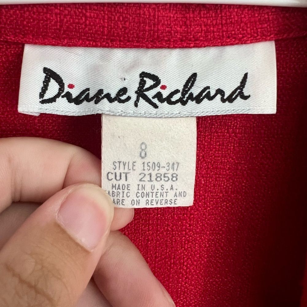 Diane‎ Richard Womens 8 Red Polyester Long Sleeve Blazer - Picture 3 of 4